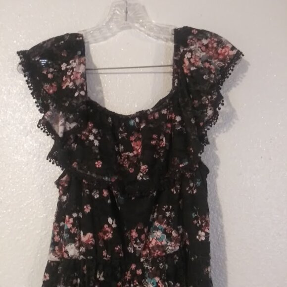 No Boundaries women's size XXL (2XL) 19 black multicolored floral dress - Picture 8 of 15